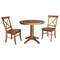 International Concepts Round 36 in Rd Top Pedestal Table, 2 X-Back Chairs, Distressed Oak, 36 in W, 36 in L, 29.1 in H, Wood K42-36RT-27B-C613-2 - alternate 1
